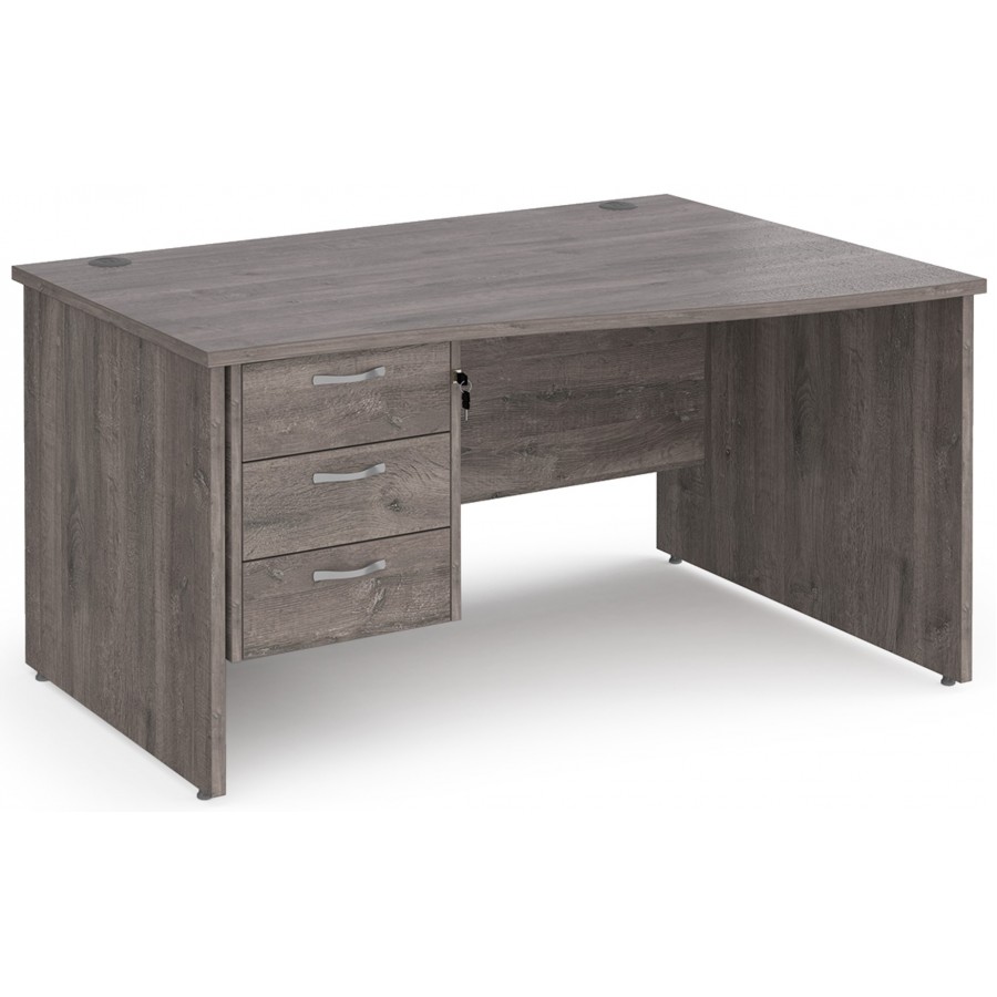 Maestro Panel End Wave Desk with Three Drawer Pedestal